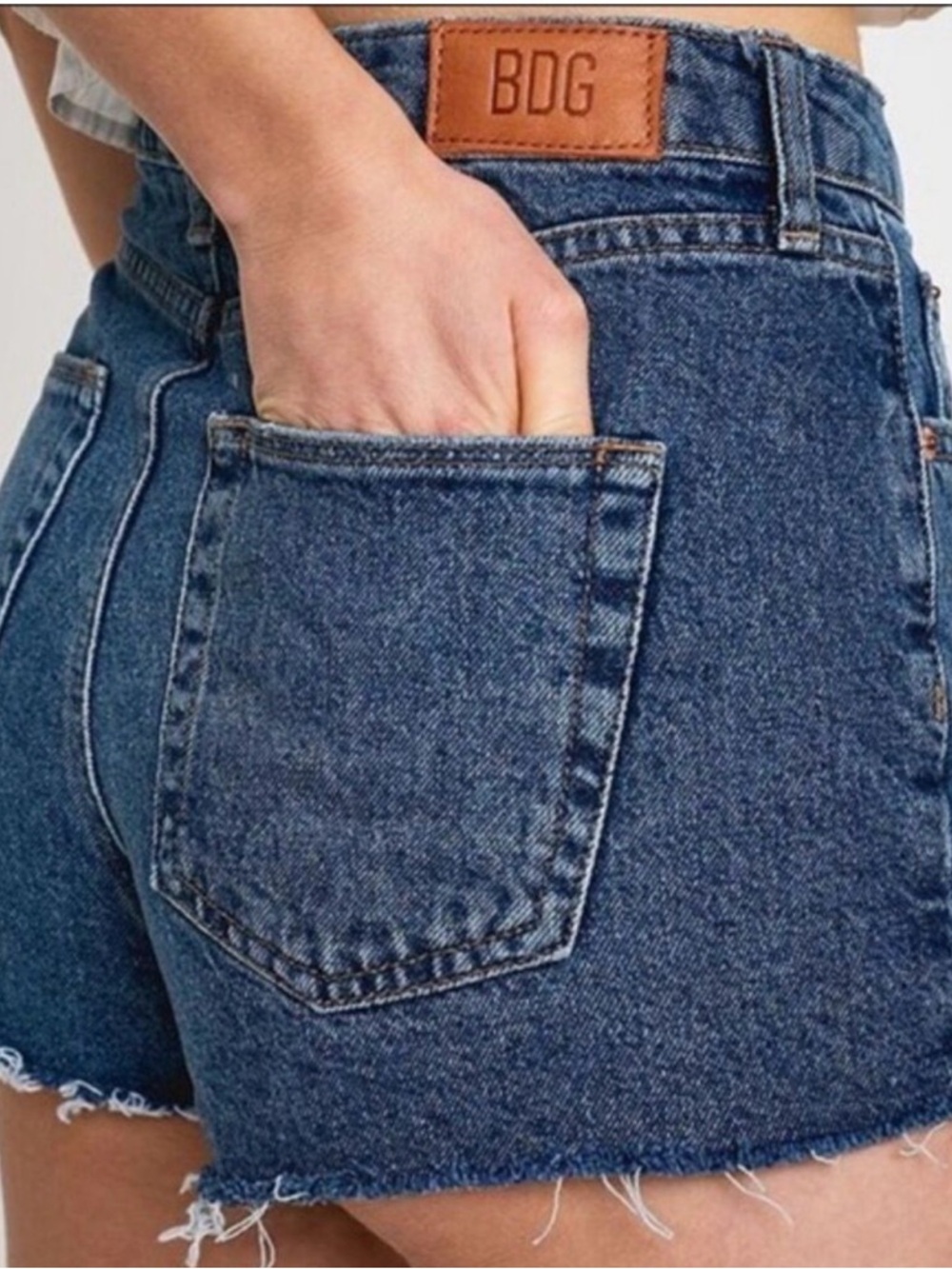 BDG Dark Blue High-Rise Denim Cutoff Shorts